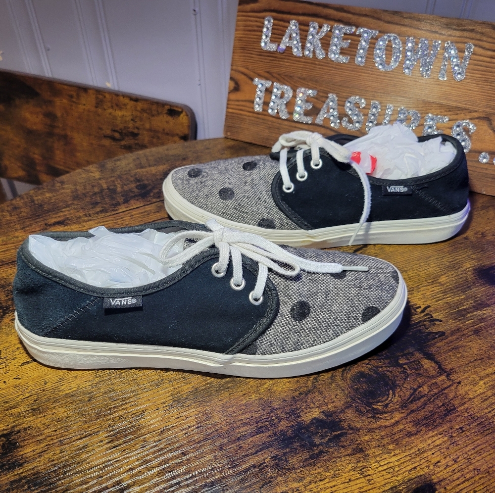 Vans Authentic grey/black classic size 6.5 Black and Gray Dot Canvas sneakers